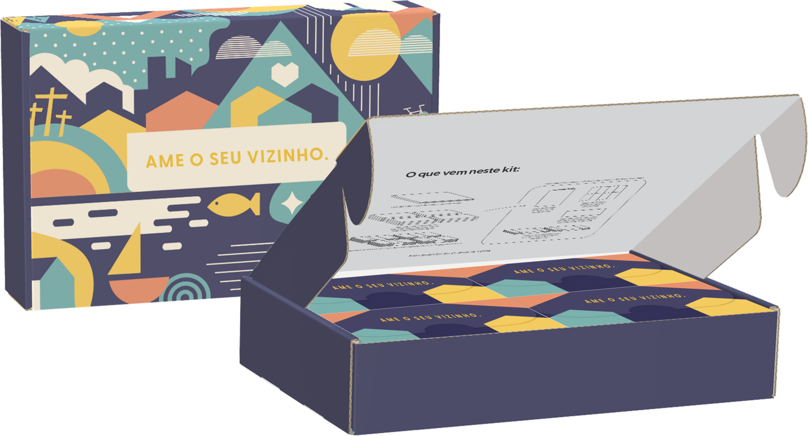 Caixa do Kit — fechada e aberta